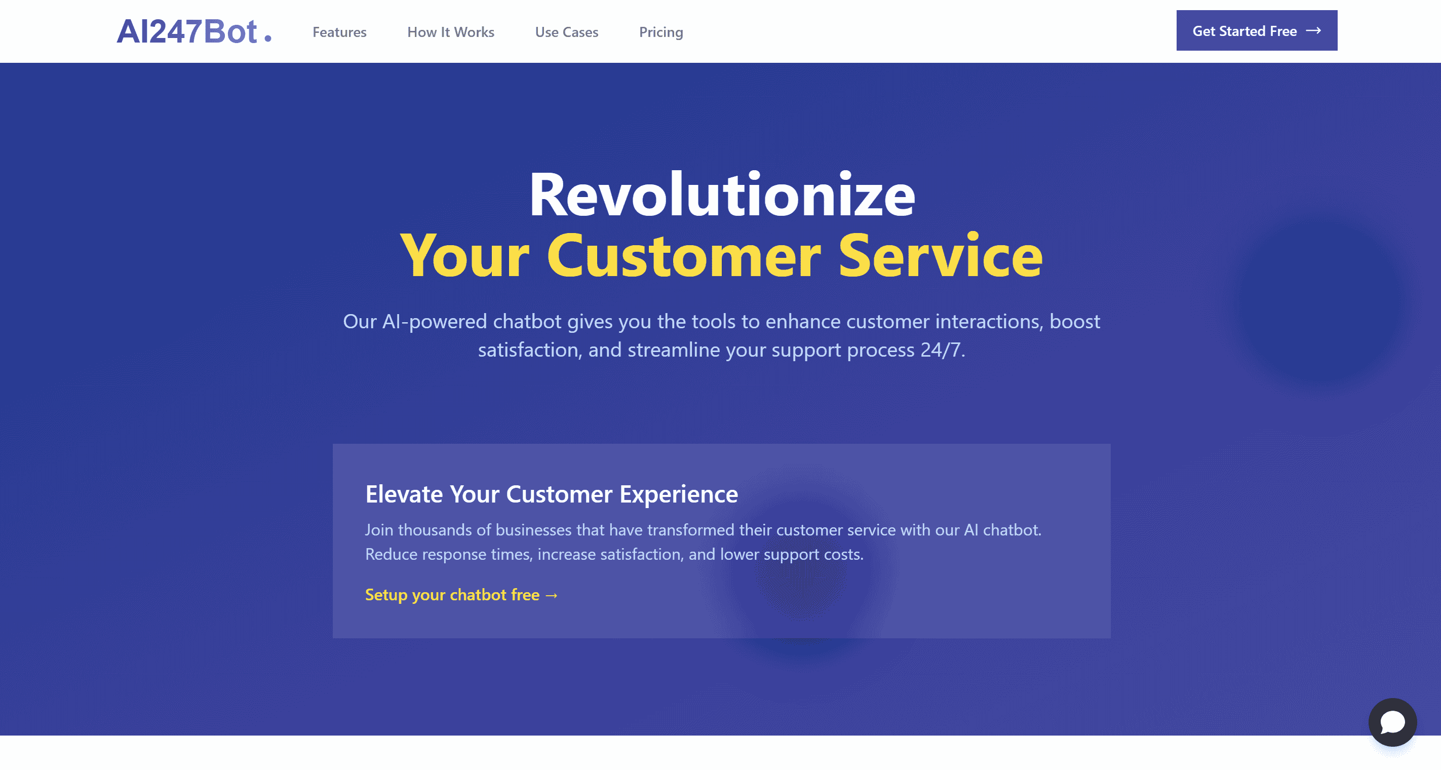 Chatbot website design example