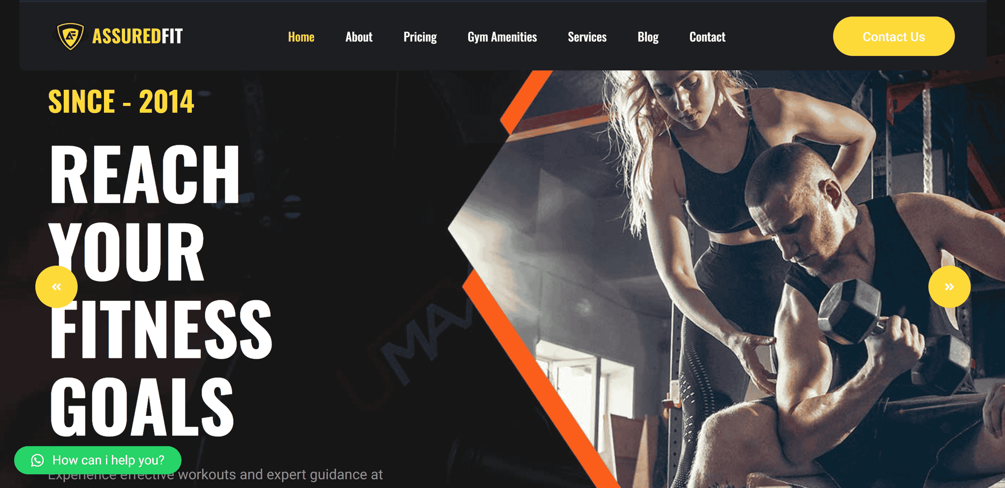 Fitness center website design example